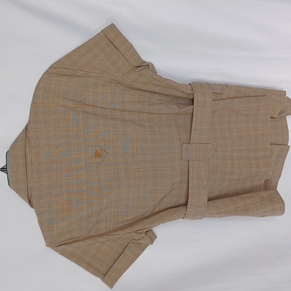 Sandro Plaid Belted Safari Kahki Short Sleeve Jacket XL - Picture 6 of 7
